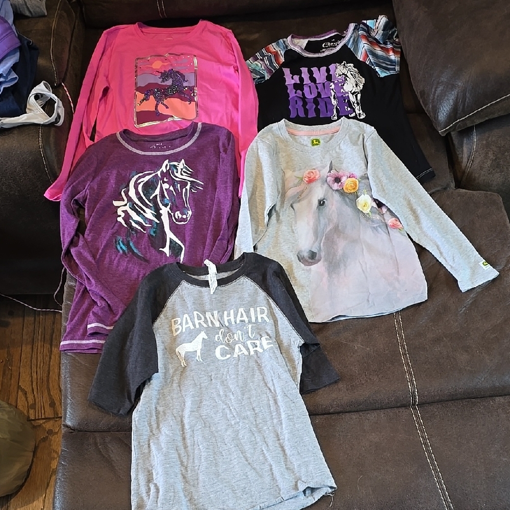 Kids Horse Graphic Long Sleeve Tops - Assorted Colors